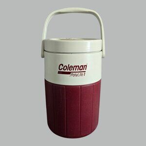Vintage Coleman PolyLite 1 Burgundy & White 112 oz. ~ 3.5 qt. Water Jug Cooler